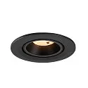 SLV ceiling recessed luminaire NUMINOS® GIMBLE S round, suitable for VDU workstation IP20, black, lacquered dimmable