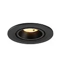 SLV ceiling recessed luminaire NUMINOS® GIMBLE S round, suitable for VDU workstation IP20, black, lacquered dimmable