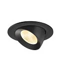 SLV LED Deckeneinbaustrahler NUMINOS® GIMBLE L, rund, 17W, IP20, dimmbar, 40°, 3000K, 2500lm, schwarz