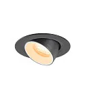 SLV ceiling recessed luminaire NUMINOS® GIMBLE XS round, suitable for VDU workstation IP20, black, white, lacquered dimmable