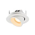 SLV ceiling recessed luminaire NUMINOS® GIMBLE XS round, suitable for VDU workstation IP20, white, lacquered dimmable