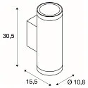 SLV outdoor wall luminaire HELIA PRO L UP/DOWN up / down, cylindrical, DALI controllable, impact resistant IP65, anthracite