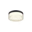 SLV LED Wand-/Deckenleuchte CYFT WAVE XL, 105°, 15W, 2700/3000/4000K, 850lm, IP65, dimmbar, schwarz / klar