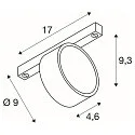 SLV track spot KALU 2.0 DALI cylindrical, DALI controllable, UGR < 19, cardanic swivelling IP20, black dimmable