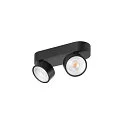 wall and ceiling luminaire KALU 2.0 DOUBLE PHASE 2 flames, UGR < 19, cardanic swivelling IP20, black dimmable