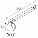 SLV Dekorativer LED 1-Phasen Strahler DYSKO, IP20, 6.7W 2700K 750lm 36°, CRi>90, dimmbar, schwarz / Adapter weiß