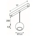 SLV LED Pendelleuchte DYSKO TRACK 48V, 36°, 6W, 2700K, 750lm, IP20, dimmbar, weiß / schwarz