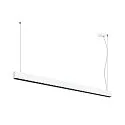 SLV LED Pendelleuchte GLENOS® PRO, 150cm, 75°, 70W, UGR16, IP20, dimmbar, 3000K, 8500lm, weiß / schwarz