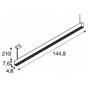 SLV LED Pendelleuchte GLENOS® PRO, 150cm, 75°, 70W, UGR16, IP20, dimmbar, 3000K, 7950lm, schwarz