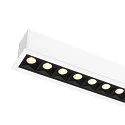 SLV LED Deckeneinbauleuchte GLENOS® PRO, 120cm, 75°, 30W, UGR19, IP20, IP20, dimmbar, 3000K, 3650lm, weiß / schwarz