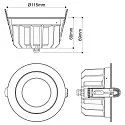 ceiling recessed luminaire DOWNLIGHT P 115 DALI rigid, DALI controllable, impact resistant, wired through IP54, white dimmable