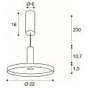 SLV LED Pendelleuchte LALU® SET PLATE 22, Aufbauversion, 40°, 10W, 2700/3000K, 700lm, IP20, dimmbar, schwarz