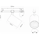 SLV LED 3-Phasen Strahler TRACKSPOT P, 60°, 23,8cm, 12W, IP20, DALI dimmbar, 3000K, 1836/5843lm, schwarz