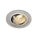 LED Deckeneinbaustrahler NEW TRIA 77 DL SET, Rund, 6.2W, COB LED, 2700K, 38°, inkl. Treiber und Clipfedern, Alu gebürstet