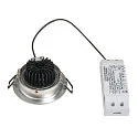 SLV LED Deckeneinbaustrahler NEW TRIA 77 DL SET, Rund, 6.2W, COB LED, 2700K, 38°, inkl. Treiber und Clipfedern, Alu gebürstet