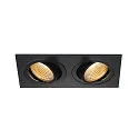 LED Downlight Set NEW TRIA II DL SQUARE Recessed luminaire, 2x6W, 38°, 2700K, incl. driver, clip springs, black