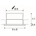SLV LED Ceiling recessed luminaire PATTA-I, square, 12W, COB LED, 38°, 3000K, IP65, incl. Driver, alu brushed