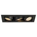 SLV LED Deckeneinbaustrahler KADUX Triple, 3x6,2W, COB LED, 3000K, 38°, inkl. Treiber, Clipfedern, schwarz