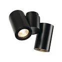 SLV Wand- und Deckenstrahler ENOLA B DOUBLE, 2-flammig, 2x GU10 QPAR51, IP20, dreh- und schwenkbar, Aluminium, schwarz