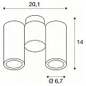 SLV Wand- und Deckenstrahler ENOLA B DOUBLE, 2-flammig, 2x GU10 QPAR51, IP20, dreh- und schwenkbar, Aluminium, schwarz