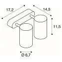 SLV Wall-/Ceiling spot  ENOLA B DOUBLE SPOT, 2-heads, 2x GU10 QPAR51,  rotatable, swivelling, aluminium, black