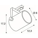 3-Phasen Strahler Strahler EURO SPOT, zylindrisch, GU10 QPAR51 max. 25W, kardanisch, inkl. Adapter, schwarz