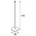 SLV Standleuchte FENDA I, GERADE, Höhe 145cm, E27, mit Fußschalter, ohne Schirm, Aluminium, schwarz