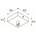 Zubehör für LED Pendelleuchte GLENOS - Deckenrosette, 8.5 x 8.5 x 2,7cm, mit Zugentlastung, Mattschwarz