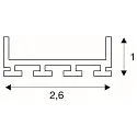 GLENOS Profi-Profile 2609-200, Surface-/Recessed Profile, 2m, excl. cover, black matt