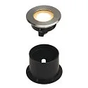 SLV Outdoor LED Bodeneinbaustrahler DASAR® FLAT 80, IP67 IK08, 230V, 7W 3000K 520lm 125°, Edelstahl gebürstet, begehbar