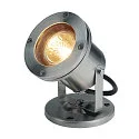 Niedervolt-Außenstrahler NAUTILUS, IP67 IK03, 12V AC, GX5.3 / QR-C51 max. 35W, inkl. 150 cm Kabel (offen), Edelstahl 304