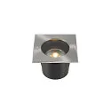 SLV Outdoor Bodeneinbaustrahler DASAR® 215, IP67 / IP65 IK08, GU10 QPAR111 max. 75W, Edelstahlblende 316, begehbar, Eckig