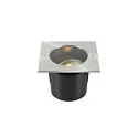 SLV Outdoor Bodeneinbaustrahler DASAR® 215, IP67 / IP65 IK08, GU10 QPAR111 max. 75W, Edelstahlblende 316, begehbar, Eckig