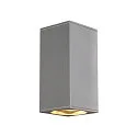 Außenwandleuchte BIG THEO UP/DOWN, eckig, IP44 IK02, 2x GU10 QPAR111 max. 75W, silbergrau