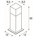 SLV Outdoor Stehleuchte GRAFIT, IP44, eckig, E27, anthrazit / Diffusor in Rauchglas-Optik, satiniert, 30cm