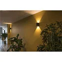SLV Outdoor LED Wandleuchte QUAD UP/DOWN 15 WL, IP44 IK02, eckig, 8W 3000K 2x 260lm 2x110°, Aluminium / Glas, schaltbar, anthrazit