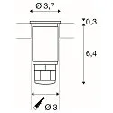 SLV LED Bodeneinbauleuchte DASAR® 370 LV, IP67 IK08, Ø 9.2cm, 12/24V DC, 2W 3000K 200lm 30°, ohne BG, begehbar, Edelstahl 316