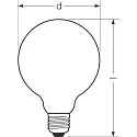 RADIUM LED Filament Gobelampe STAR G120 / 100 DM 927, E27, Ø 12cm, 11W 2700K 1521lm 330°, dimmbar, Glas matt