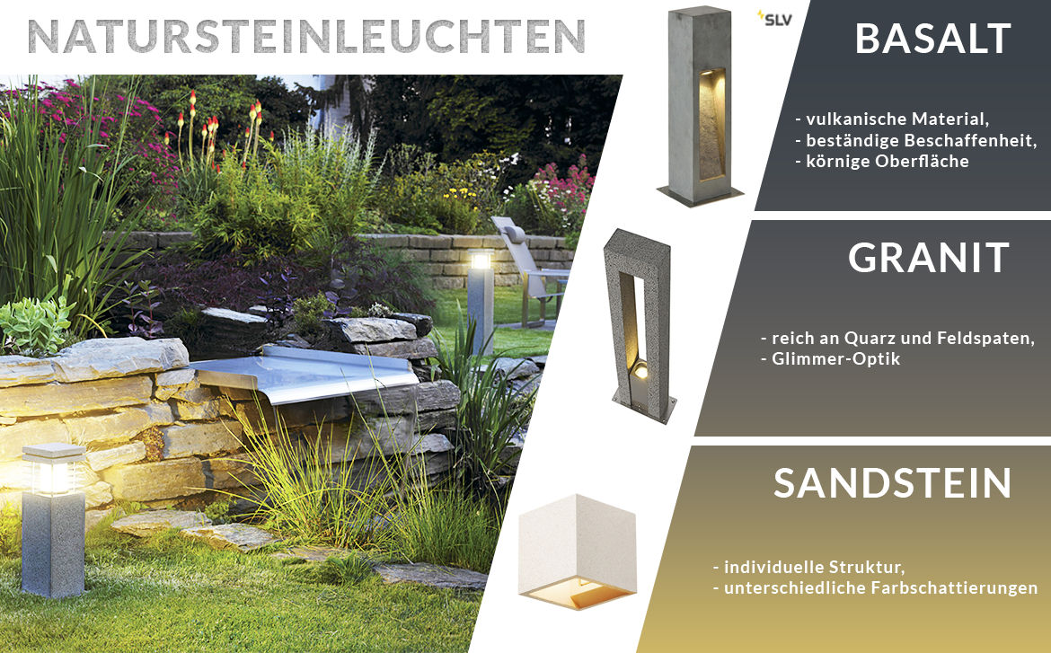 Natursteinleuchten f&uuml;r den Au&szlig;enbereich