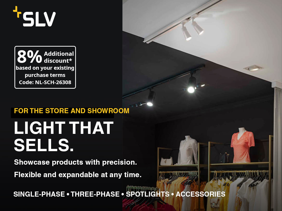 8% extra discount on SLV single-phase and three-phase track lighting, spotlights and luminaires .